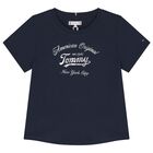 Girls Navy Blue Logo T-Shirt, 1, hi-res