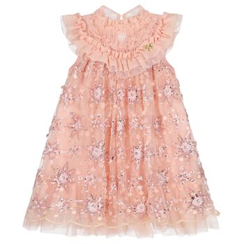 Girls Pink Embellished Tulle Dress