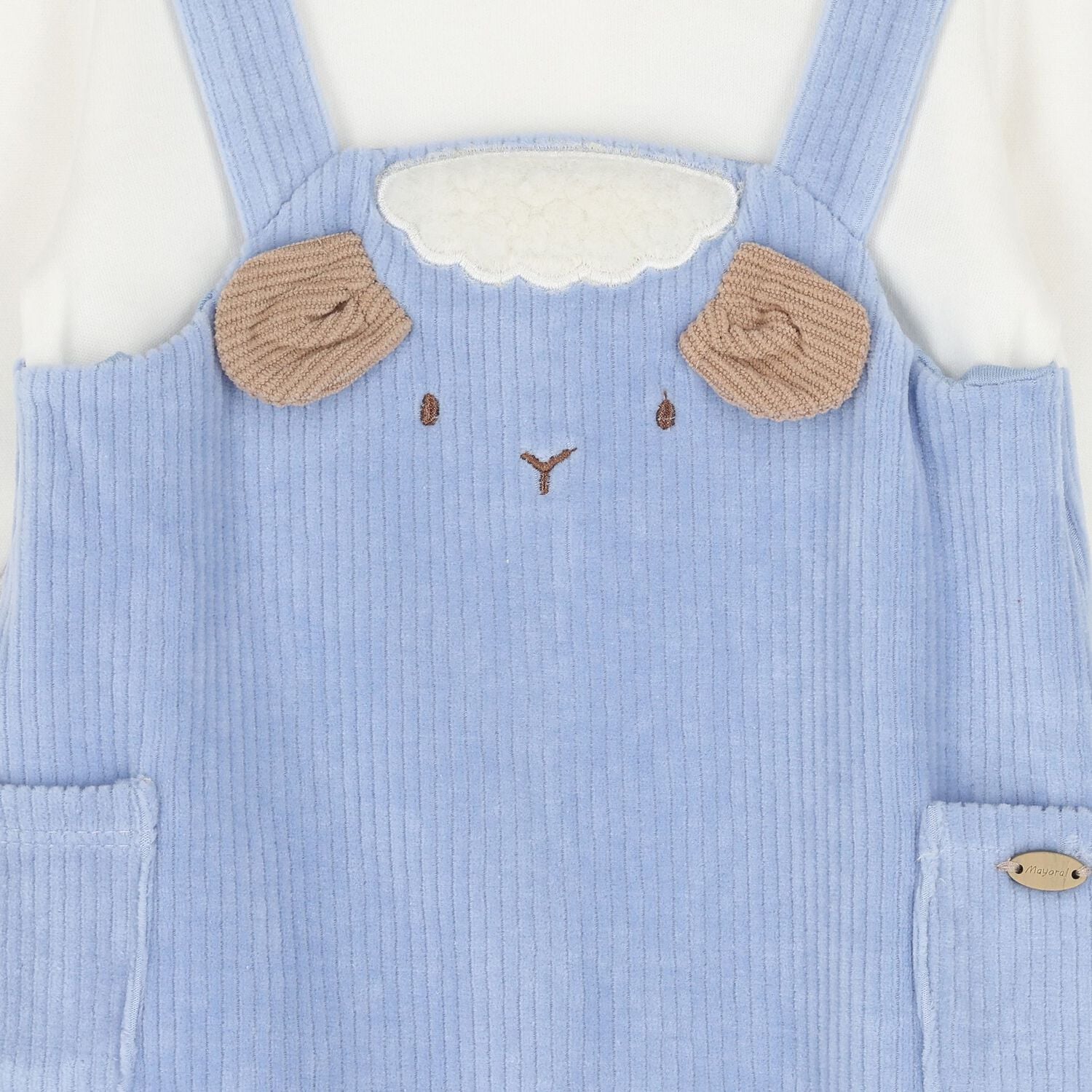 Baby Boys White & Blue Lamb Babygrow, 1, hi-res