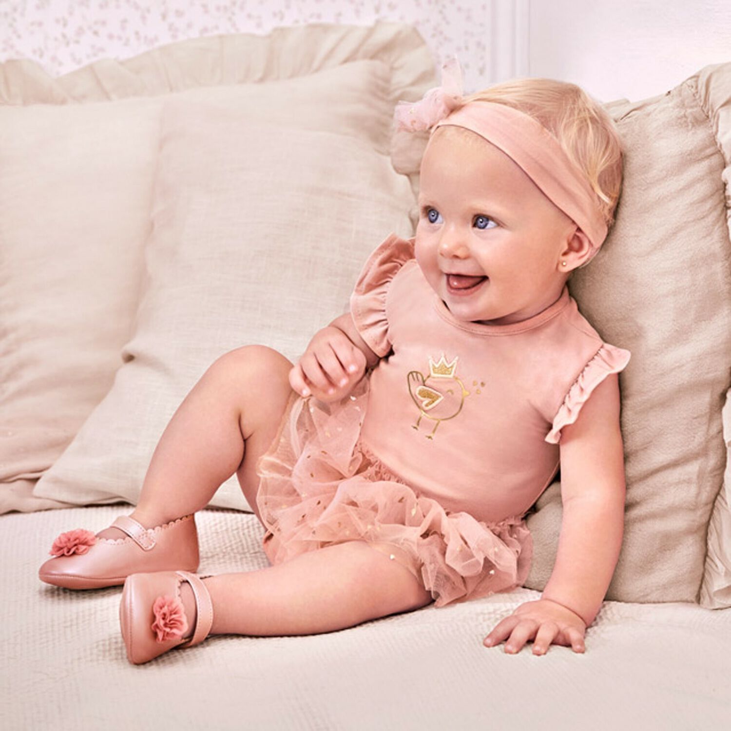 Baby Girls Pink Tulle Romper & Headband Set, 1, hi-res
