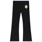 Girls Black Logo Trousers, 1, hi-res