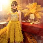 Girls Yellow Embellished Tutu Dress, 1, hi-res