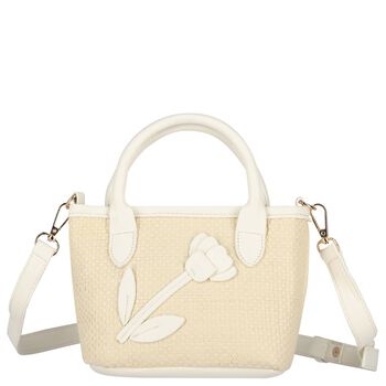 Girls Ivory Flower Handbag (16cm)