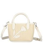 Girls Ivory Flower Handbag (16cm), 1, hi-res