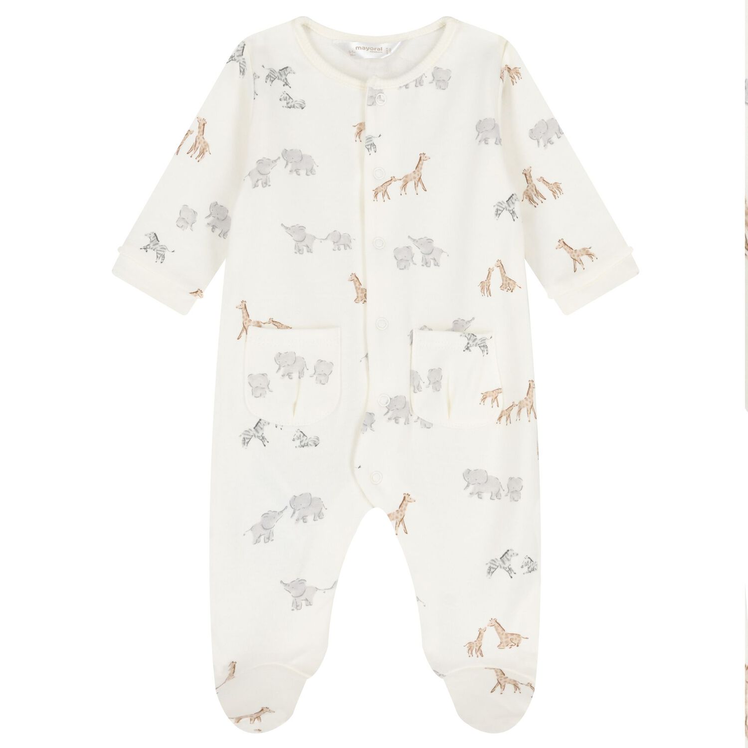 Beige & White Animals Babygrows ( 2-Pack ), 2, hi-res