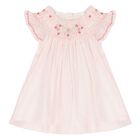 Baby Girls Pink Smocked Cotton Dress, 1, hi-res