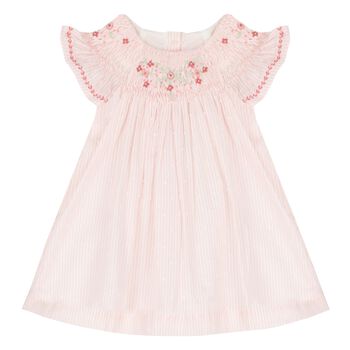 Baby Girls Pink Smocked Cotton Dress