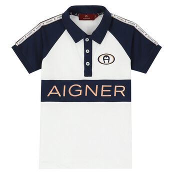 Boys White Logo Polo Shirt