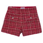 Girls Red Tweed Shorts, 1, hi-res