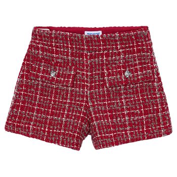 Girls Red Tweed Shorts