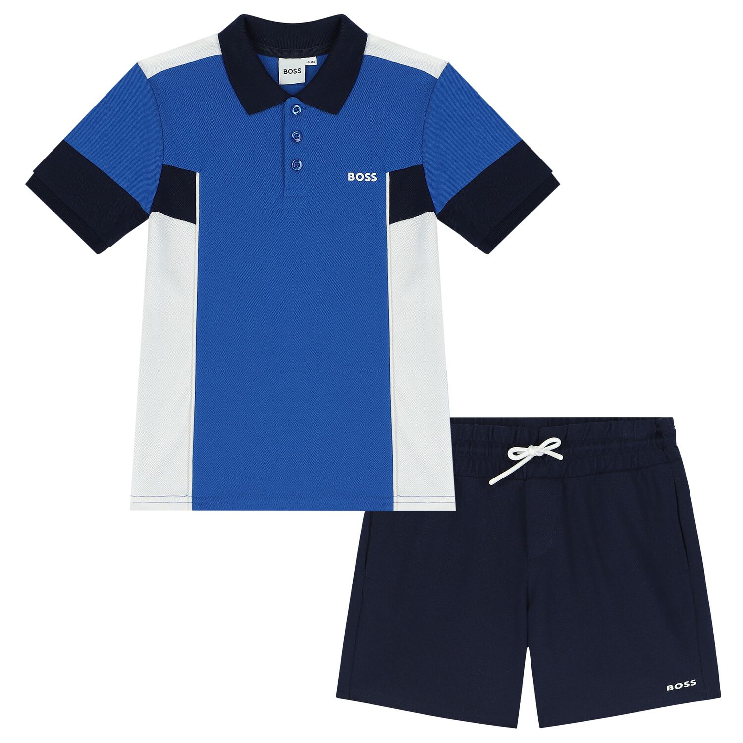 Boys Blue & Navy Blue Logo Shorts Set, 1, hi-res image number null