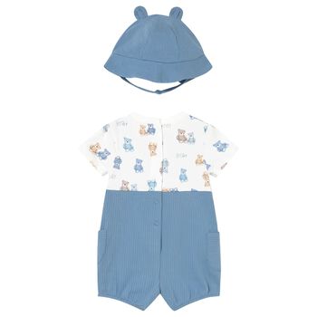Baby Boys White & Blue Romper Set