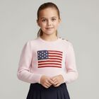 Girls Pink Logo Knitted Jumper, 1, hi-res