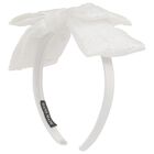 Girls White Bow Headband, 1, hi-res