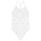 Girls White Logo Swimsuit , 1, hi-res