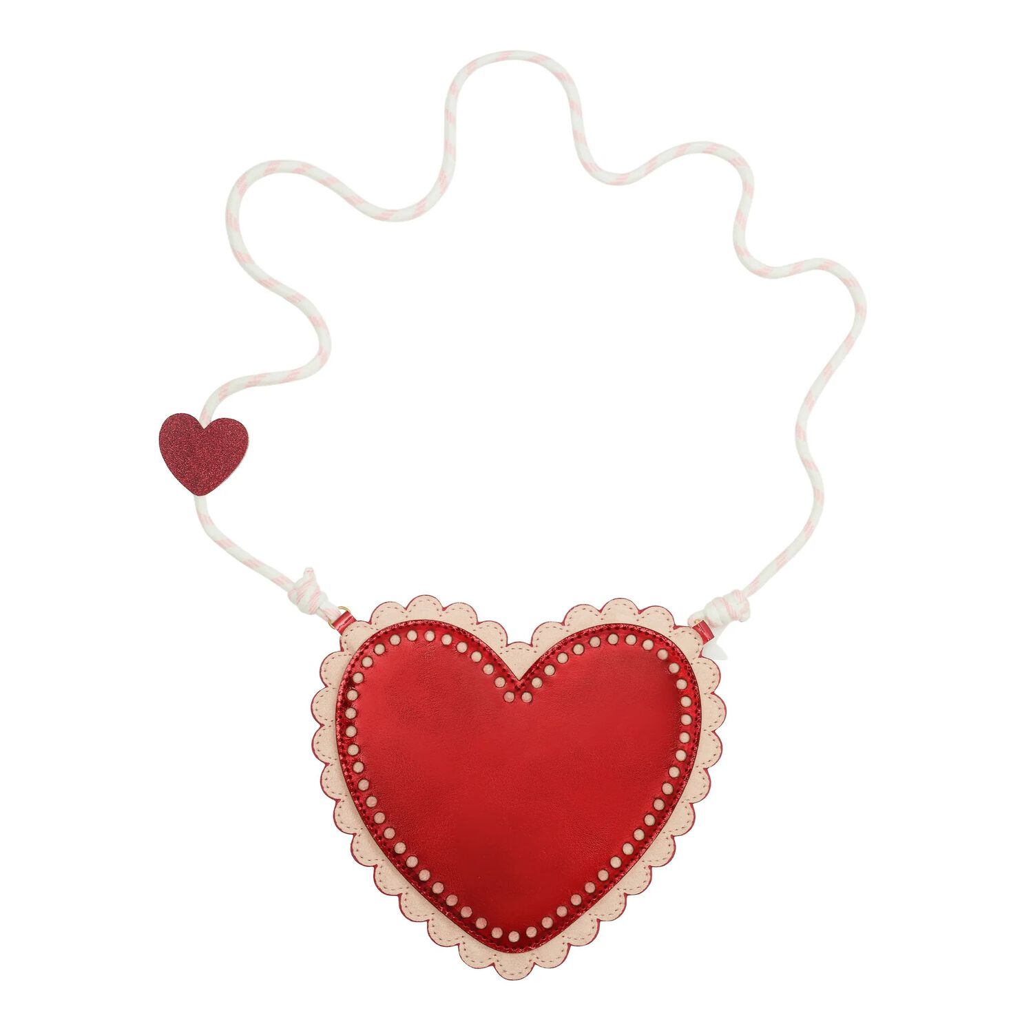 Girls Red Scalloped Heart Shoulder Bag ( 19CM ), 1, hi-res