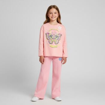 Girls Pink Butterfly Long Sleeve Top