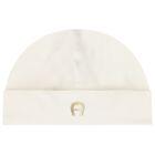 Ivory & Gold Logo Baygrow, Hat & Bib Gift Set, 1, hi-res