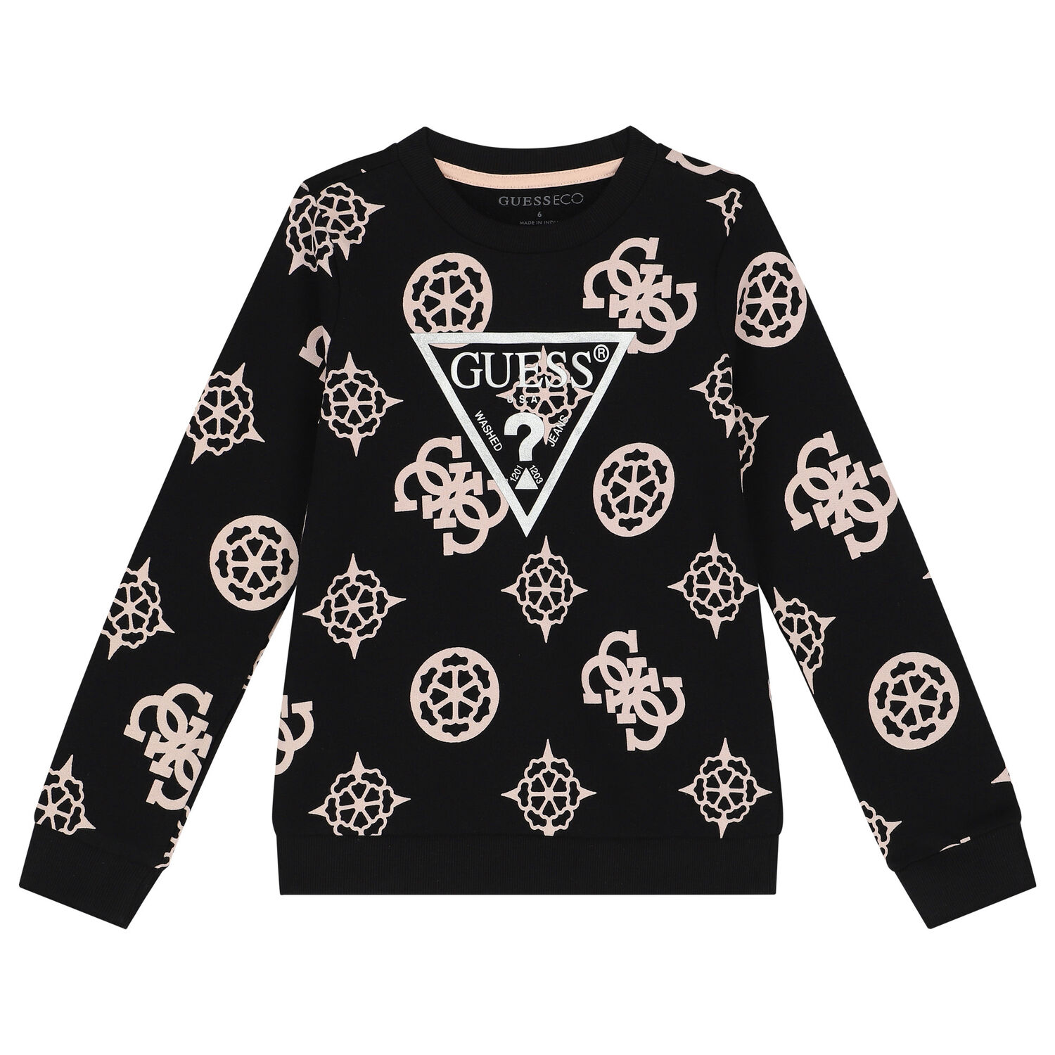 Girls Black Logo Sweatshirt, 1, hi-res