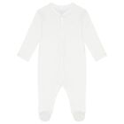White Cotton Logo Babygrow, 1, hi-res