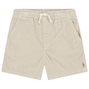 Boys Beige Logo Corduroy Shorts