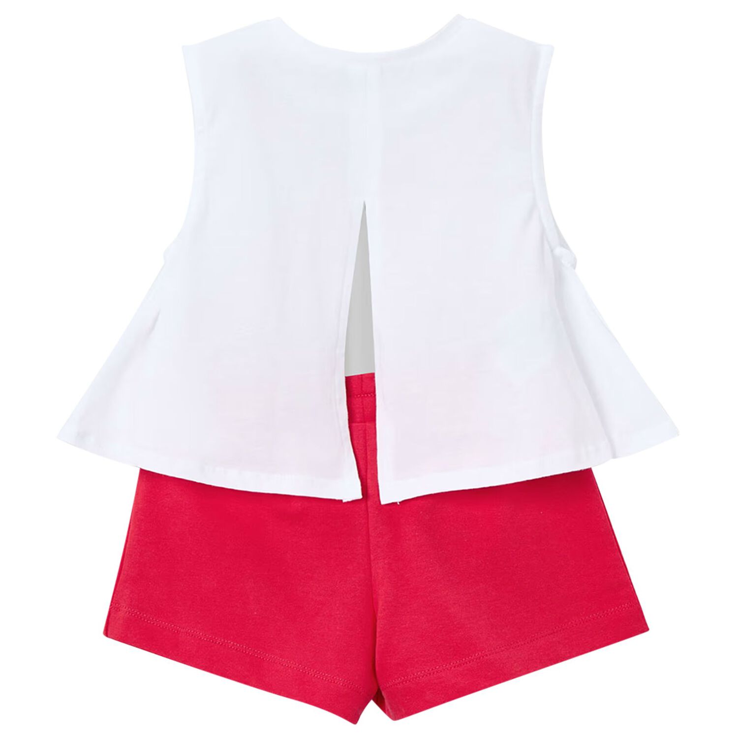 Girls White & Red Shorts Set, 1, hi-res