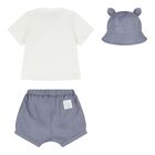 Baby Boys White & Blue Tiger Shorts Set, 1, hi-res