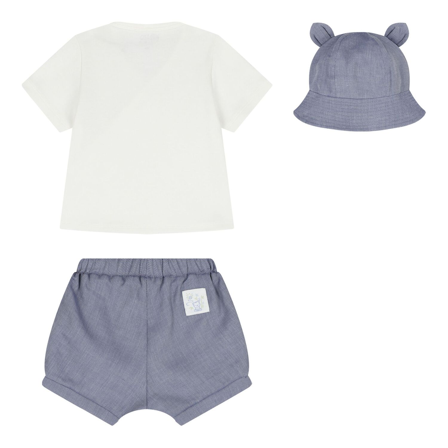 Baby Boys White & Blue Tiger Shorts Set, 1, hi-res