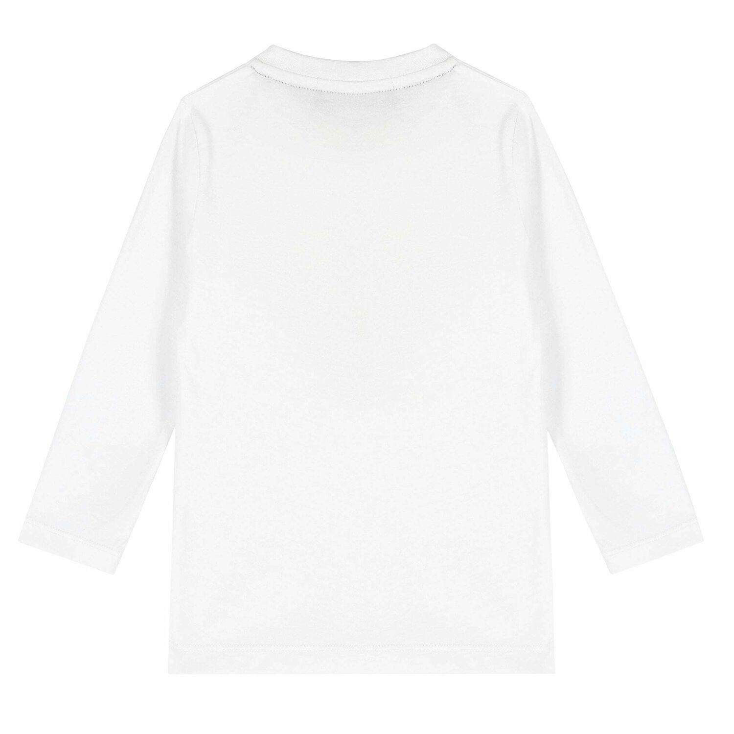 Younger Boys White & Gold Logo Long Sleeve Top, 2, hi-res image number null