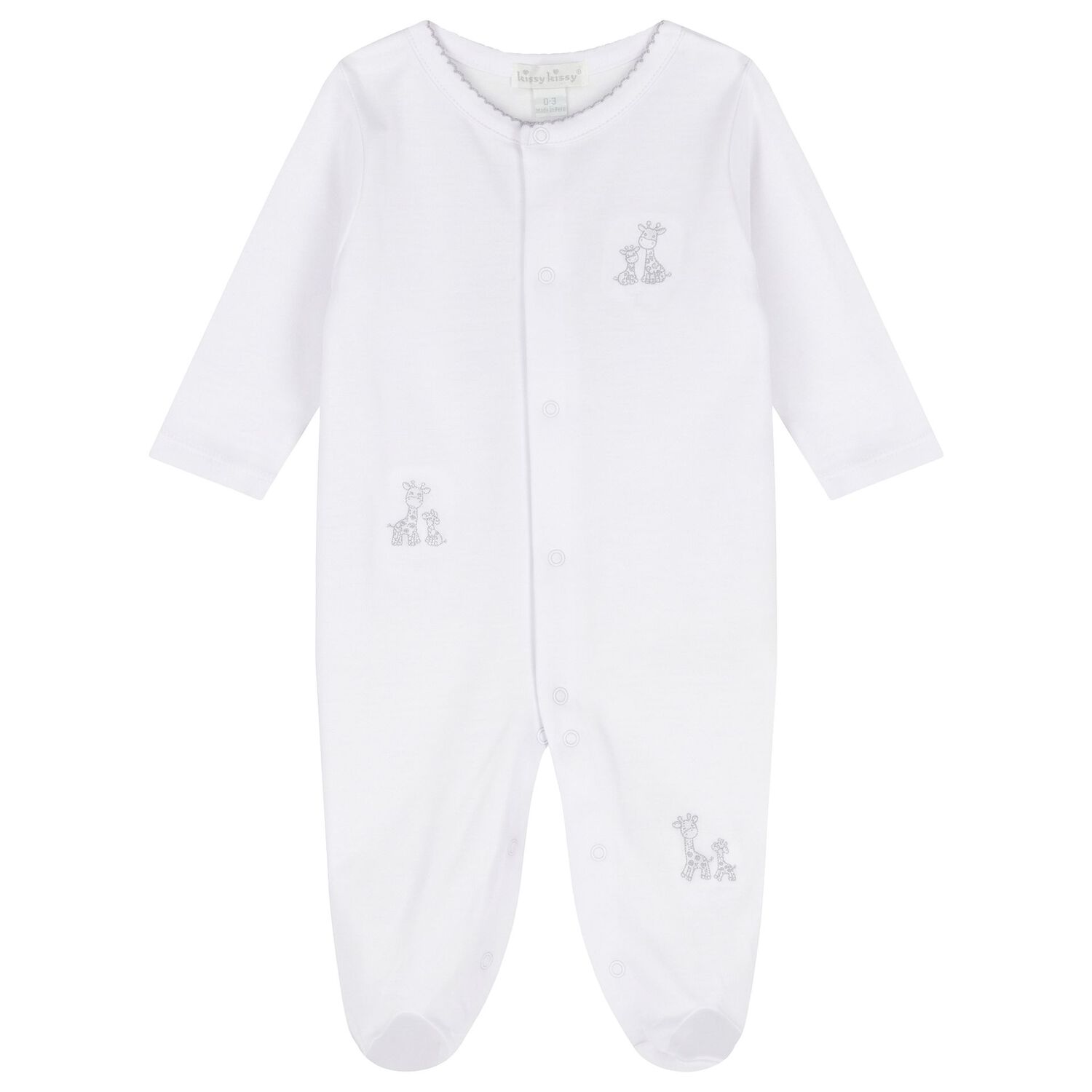 White & Grey Just Giraffe Babygrow Set, 1, hi-res