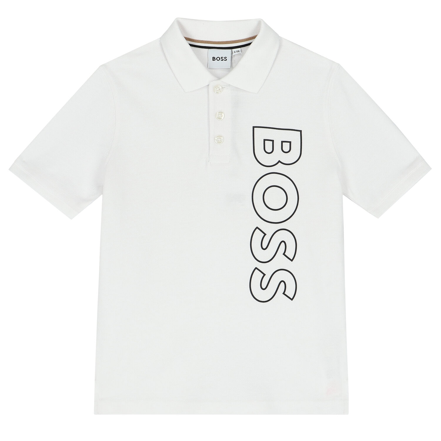 Boys White Logo Polo Shirt, 3, hi-res