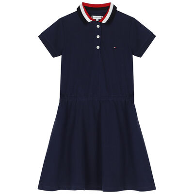 Girls Navy Logo Polo Dress