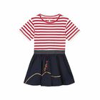 Girls Red & Navy Striped Dress, 1, hi-res