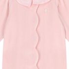 Baby Girls Pink Velour Ruffle Babygrow, 1, hi-res