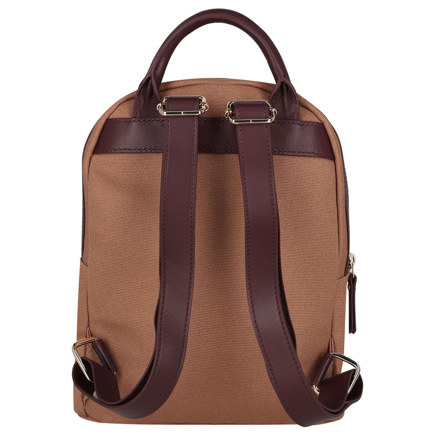 Girls Beige Canvas Horse Logo Backpack ( 26cm ), 1, hi-res