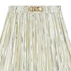 Girls Gold Logo Pleated Skirt, 1, hi-res