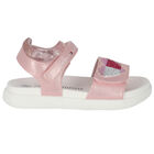 Girls Rose Gold & White Heart Sandals, 1, hi-res