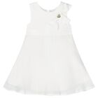 Younger Girls White Satin Dress Set, 1, hi-res