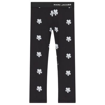 Girls Black Flower Leggings