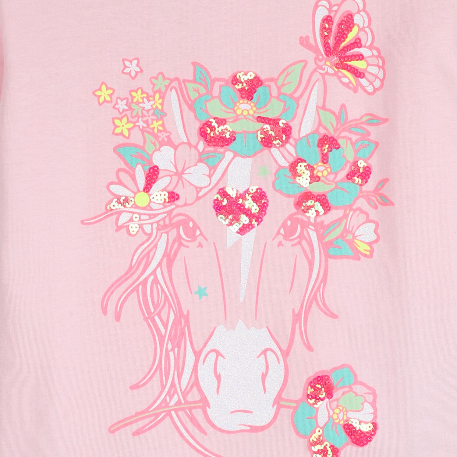 Girls Pink Horse Sequin T-Shirt, 1, hi-res