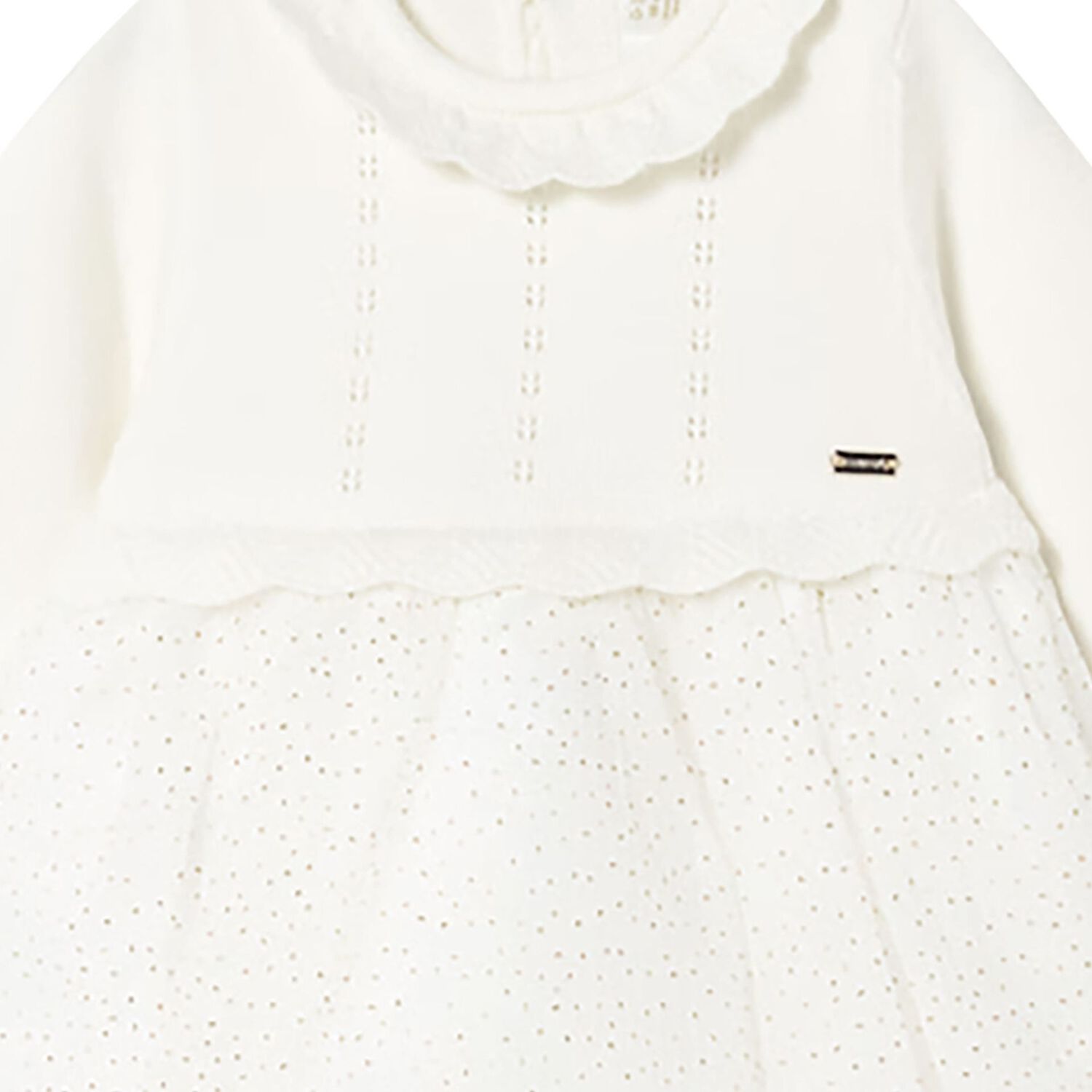 Baby Girls Ivory Knitted & Tulle Dress, 1, hi-res