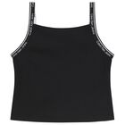 Girls Black Logo Sleeveless Top, 1, hi-res