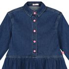 Girls Blue Logo Sequin Denim Dress, 1, hi-res