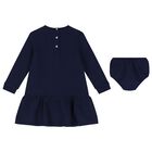 Baby Girls Navy Blue Polo Bear Dress Set, 1, hi-res