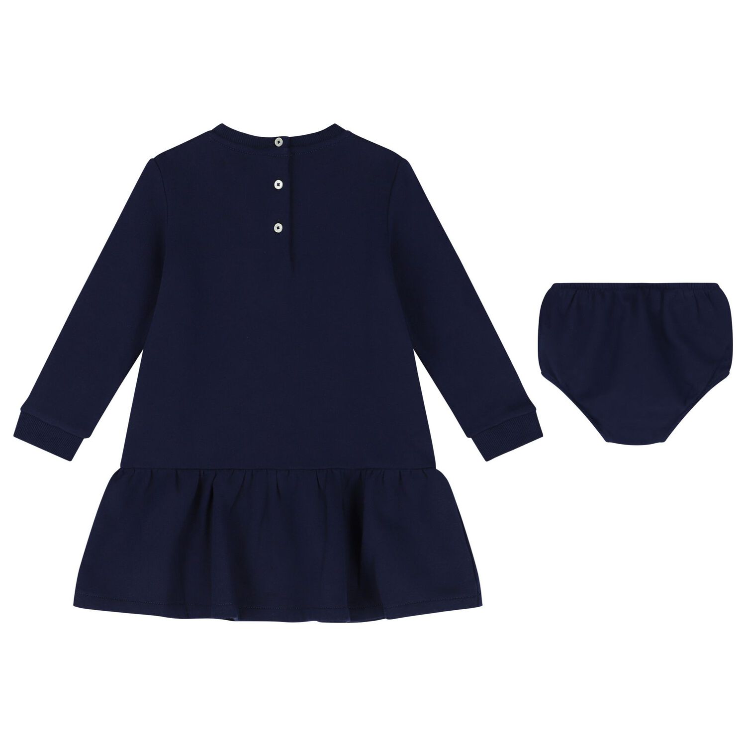 Baby Girls Navy Blue Polo Bear Dress Set, 1, hi-res