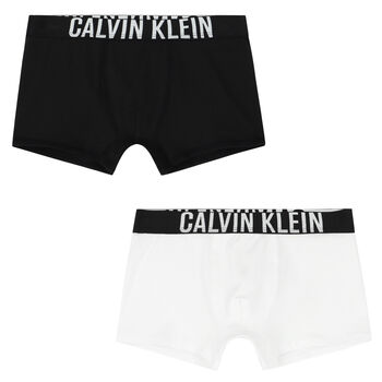 Boys White & Black Logo Boxer Shorts ( 2-Pack )