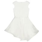 Girls White Floral Applique Dress, 1, hi-res