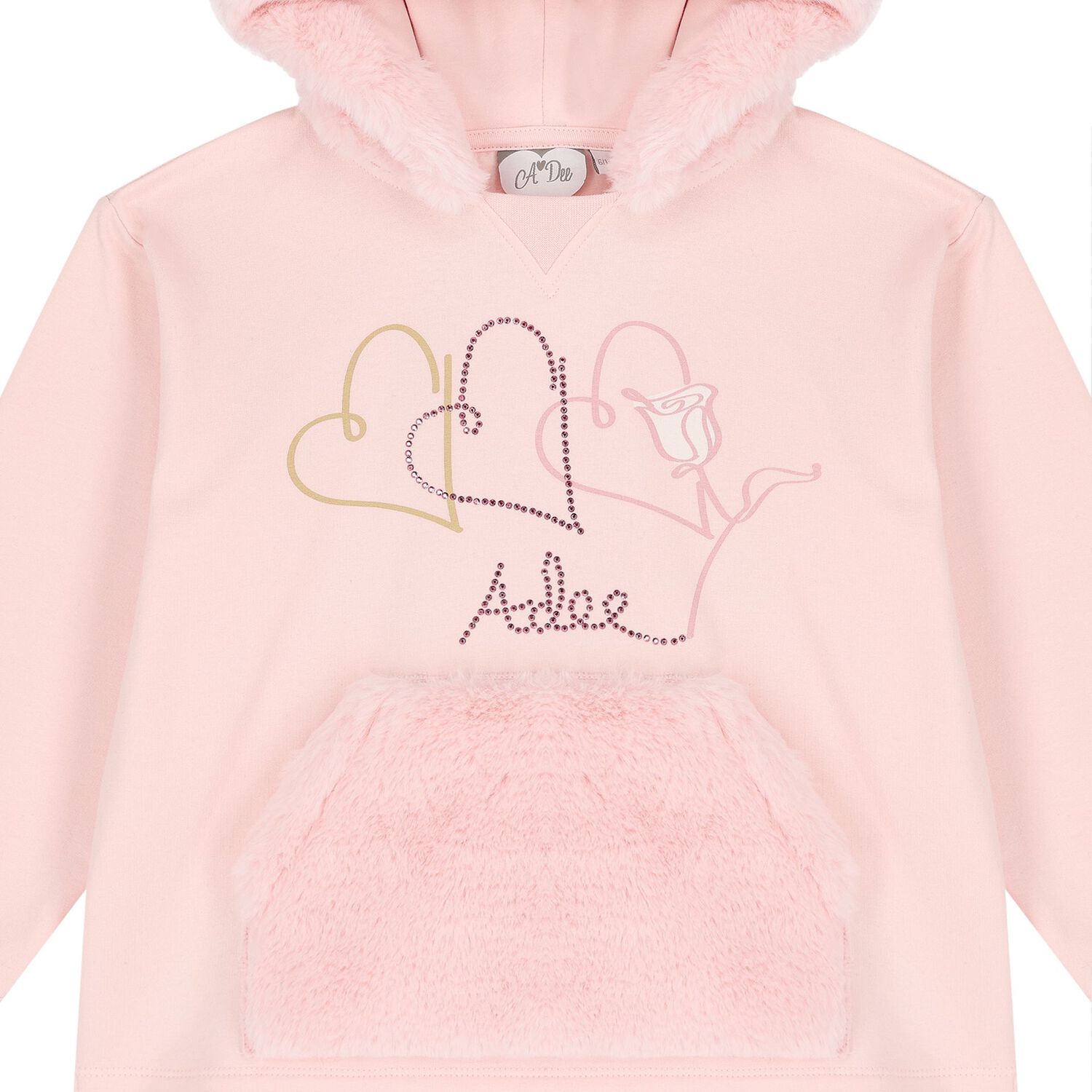 Girls Pink Logo Faux fur Leggings Set, 1, hi-res image number null