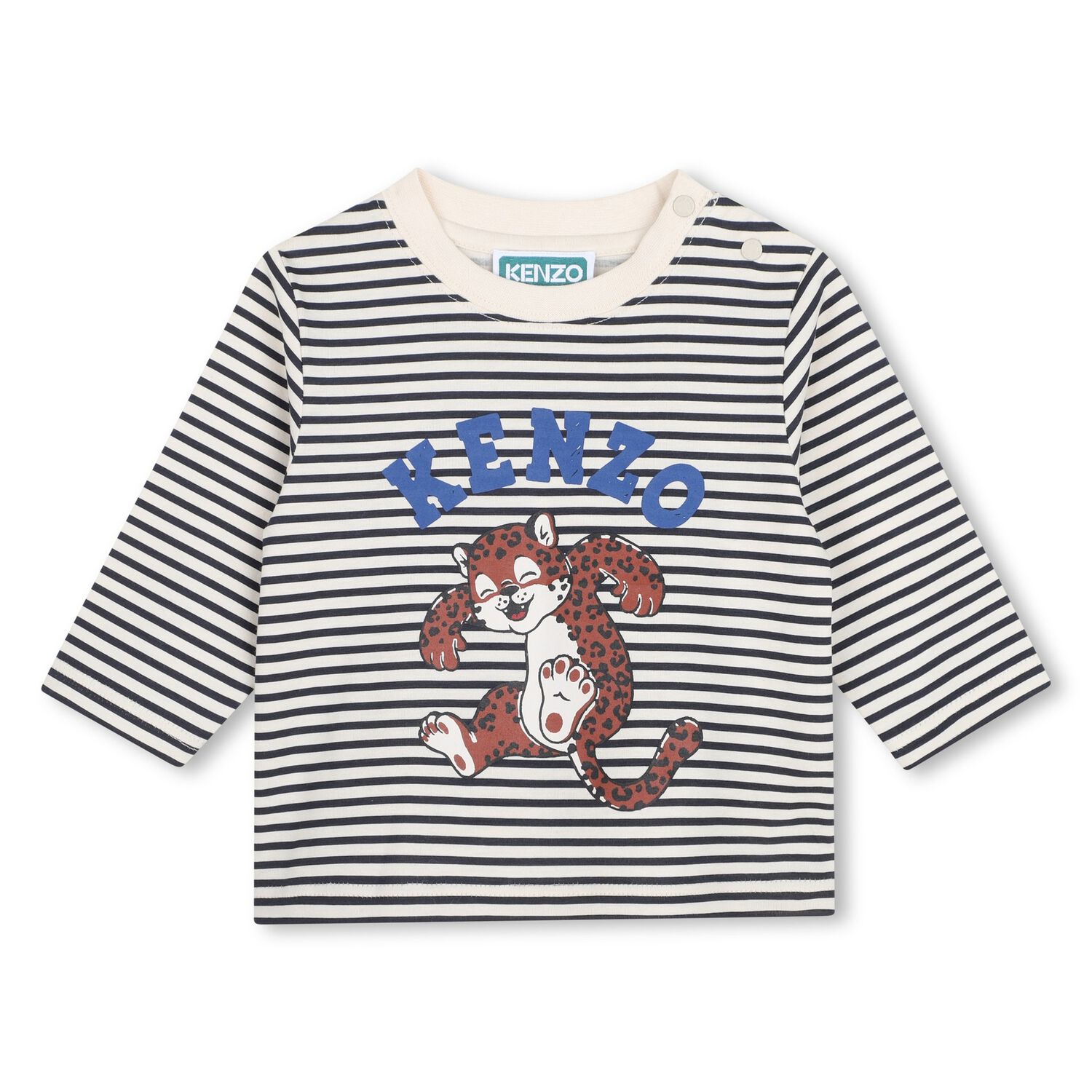 Younger Boys Ivory & Black Striped Leopard Cub Long Sleeve Top, 1, hi-res