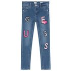 Girls Blue Logo Denim Jeans, 1, hi-res